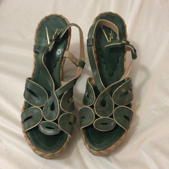 Turquoise Wooden heels - Picture 2 of 6